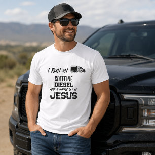 ROlig Kaffe Diesel Och Jesus Grunge Lastbilschauff T Shirt