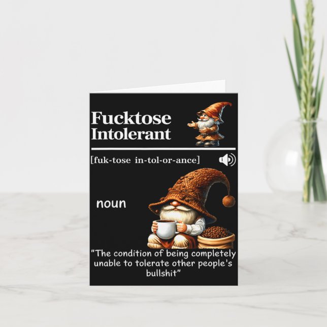 Rolig kaffe för gnomen med frotosintolerans defini kort (Framsida)