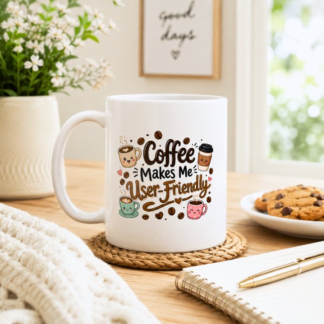 Rolig kaffe gör mig användarvänlig  kaffemugg (Skapare uppladdad)