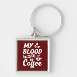 Rolig kaffe, humor, kaffelskare kaffedrickare fyrkantig silverfärgad nyckelring