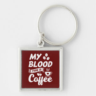 Rolig kaffe, humor, kaffelskare kaffedrickare fyrkantig silverfärgad nyckelring