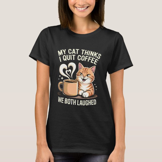 Rolig Kaffe Katt Meme Retro Latte Espresso Vibe T Shirt (Framsida)