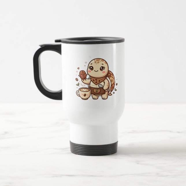 Rolig Kaffe Kopp Resa Sköldpadda (Vänster)