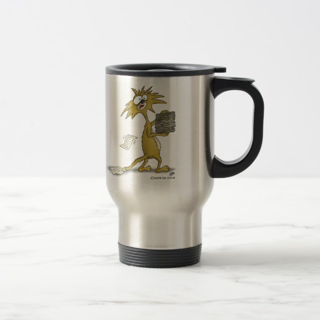 Rolig kaffe koppar: Låt spänningen börja (katten) Resemugg (Höger)