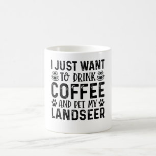 Rolig kaffe och landseerhund kaffemugg