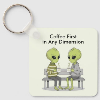 Rolig kaffe och utomjordingar nyckelring