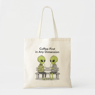 Rolig kaffe och utomjordingar tygkasse