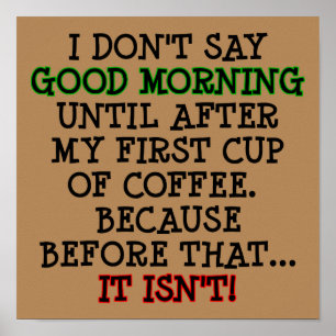 Rolig Kaffeaffisch Plakatskylt God Morgon Poster