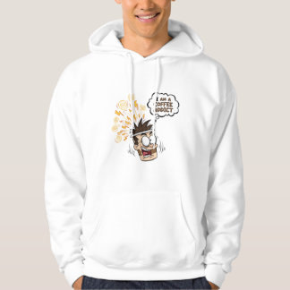 Rolig kaffeberoende energisk tecknad hoodie T-shir