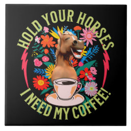 Rolig kaffeböna för hästälskare humor kakelplatta