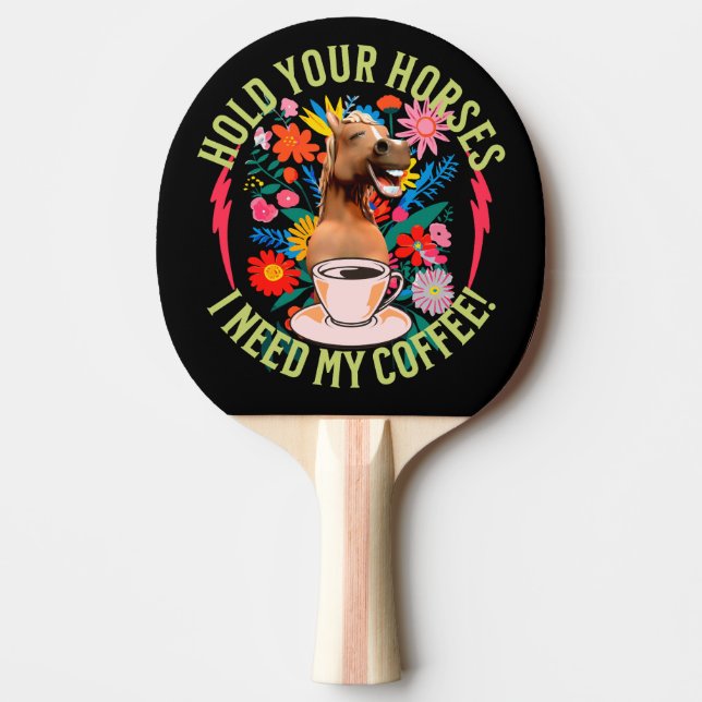 Rolig kaffeböna för hästälskare humor pingisracket (Framsidan)