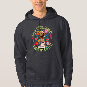 Rolig kaffeböns hästhumor hoodie