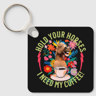 Rolig kaffeböns hästhumor nyckelring