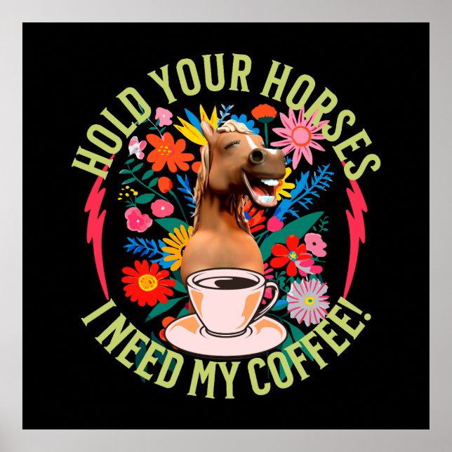 Rolig kaffebrunn häst humor poster (Framsidan)