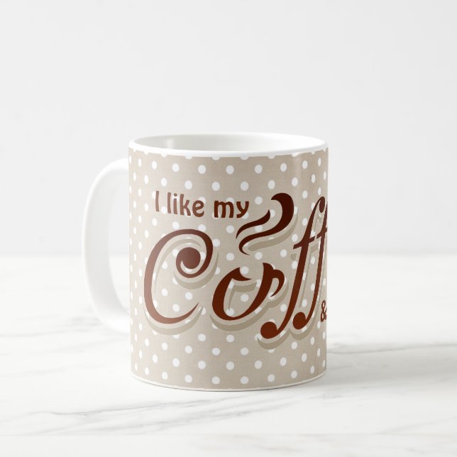 rolig kaffecitat på prickar kaffemugg (Framsida vänster)