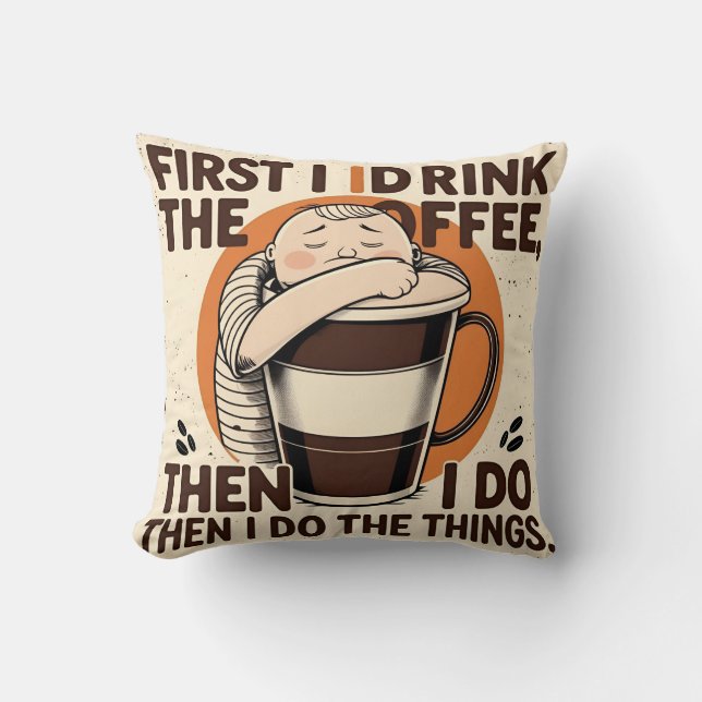 Rolig kaffedesign – Kastkuddar Kudde (Framsida)