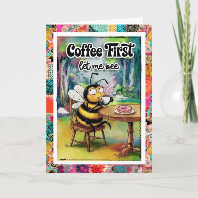 Rolig kaffehumor Bievykort Kort (Framsida)