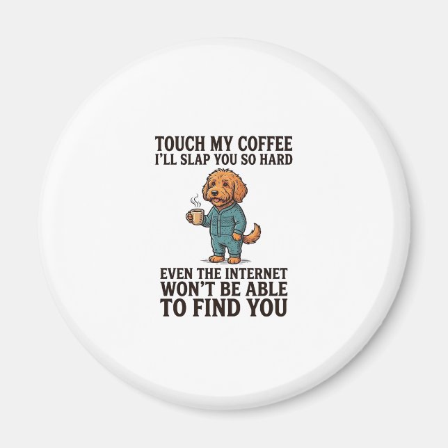 Rolig kaffehund Vintage gravering skjortdesign_1 Magnet (Framsidan)