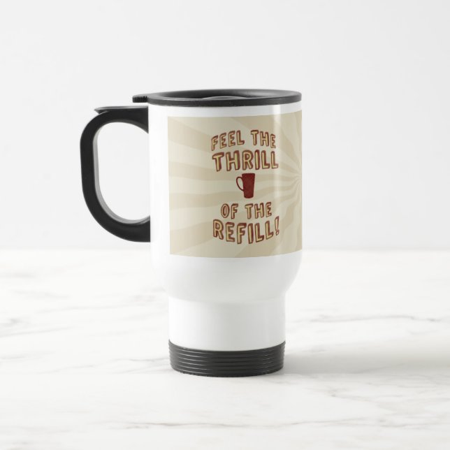 Rolig kaffekärlek slogan konst mugg påfyllning upp (Vänster)