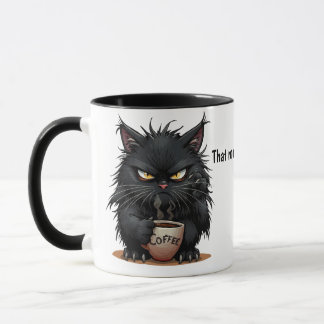 Rolig kaffekopp hållande katt