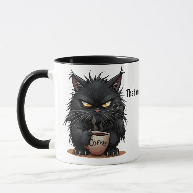 Rolig kaffekopp hållande katt  (Vänster)