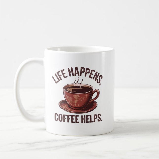 Rolig kaffeliv ordkonst  kaffemugg (Vänster)
