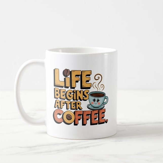 Rolig kaffeliv ordkonst  kaffemugg (Vänster)