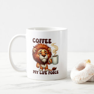 Rolig kaffelivskraft lejonordkonst kaffemugg