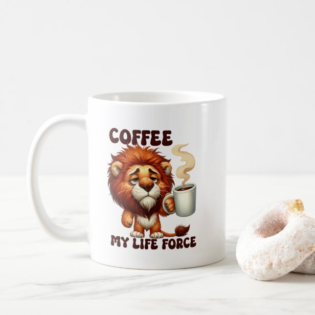 Rolig kaffelivskraft lejonordkonst  kaffemugg (Med munk)