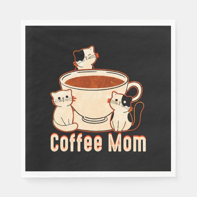 Rolig kaffemamma med katt pappersservett (Framsidan)