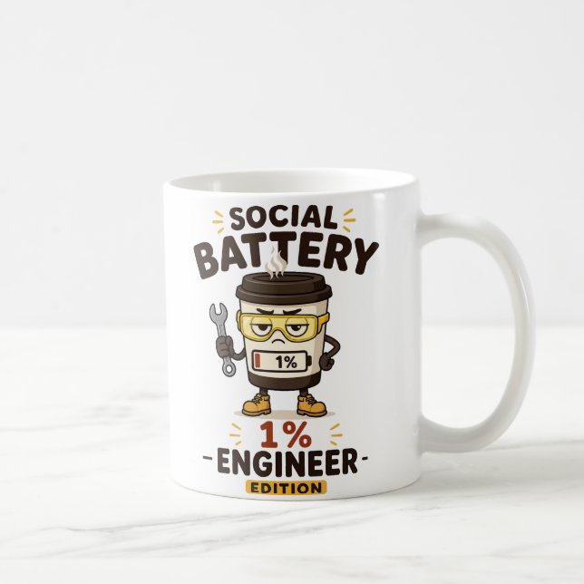 Rolig kaffemugg för ingenjörer med text om socialt (Höger)