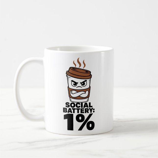 Rolig kaffemugg för Socialt Batteri 1% (Vänster)