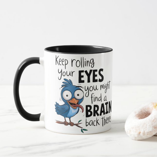Rolig kaffemugg - Fortsätt rulla med ögonen (Med munk)