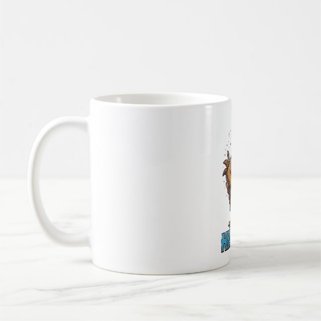 Rolig kaffemugg med ensam höna (Vänster)