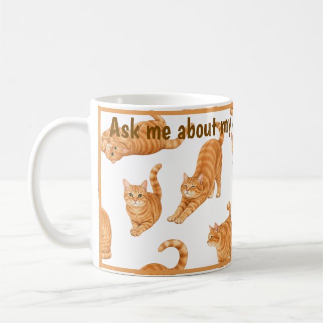 Rolig kaffemugg med rödhårig katt (Vänster)