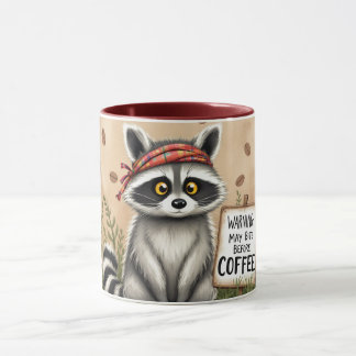 Rolig kaffemugg med tvättbjörn och text