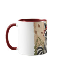 Rolig kaffemugg med tvättbjörn och text