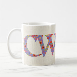 Rolig kaffemugg, walesisk blom- Cwtch slogan, Kaffemugg
