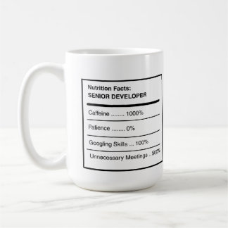 Rolig kaffemugge med näringsfakta för seniorutveck kaffemugg