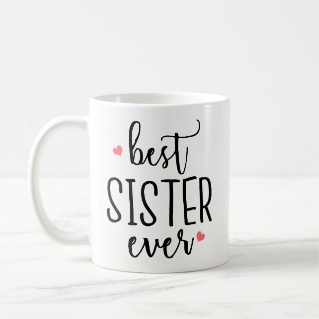 Rolig kaffemugggåva - bäst syster någonsin kaffemugg (Vänster)