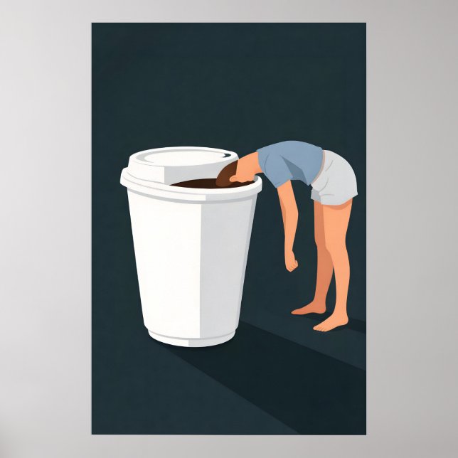 Rolig kaffeposter, minimalistisk humorutskrift poster (Framsidan)