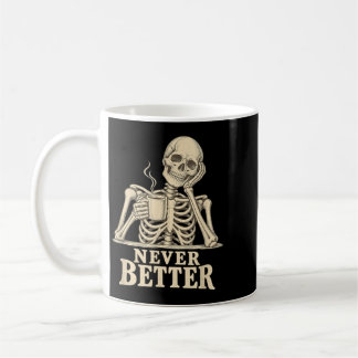 Rolig kaffeskelett gotisk Halloween koffein Kaffemugg