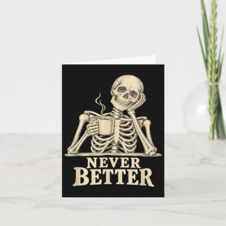 Rolig kaffeskelett gotisk Halloween koffein Kort