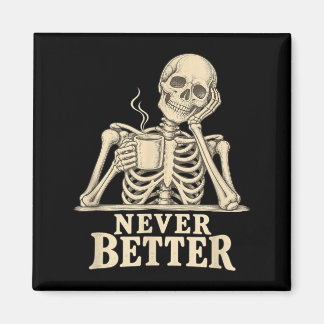 Rolig kaffeskelett gotisk Halloween koffein Magnet