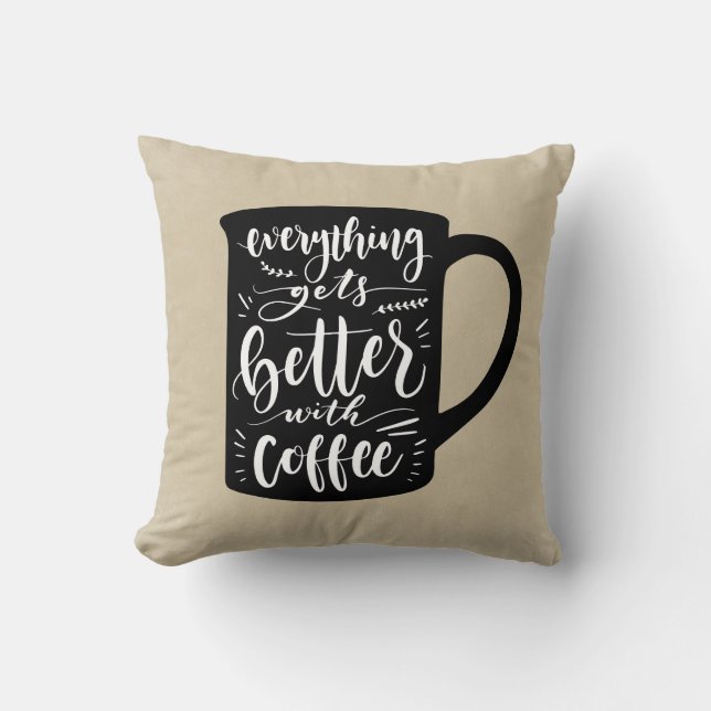 Rolig kaffetillsatt java, koffein Tan Brun Kudde (Framsida)