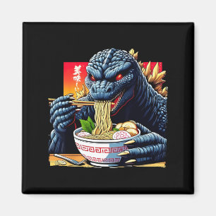 Rolig Kaiju som äter Ramen Japansk Monsterälskare  Magnet
