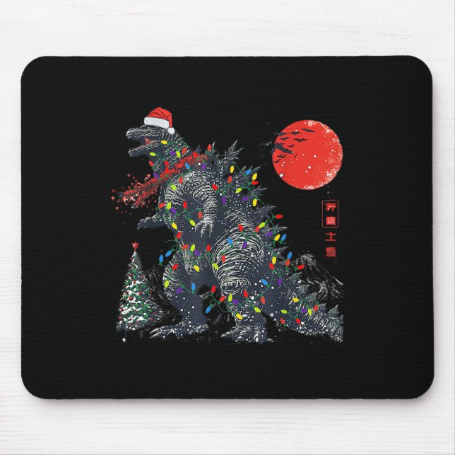 Rolig Kaiju Tomte Jul Monster Xmas Ljus  Musmatta (Framsidan)