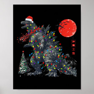 Rolig Kaiju Tomte Jul Monster Xmas Ljus Poster