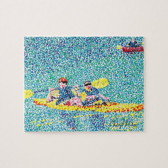 Rolig kajakplats i Pointillismpussel Pussel (Horisontell)