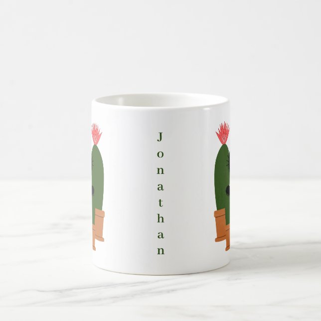 Rolig Kaktus Anpassat Namn Kaffemugg (Center)